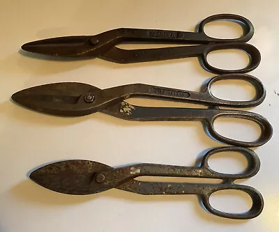 Vintage Lot Of 3 Heavy Duty Forged Steel Shears Tin Snips Niagara Wiss Pexto • $24