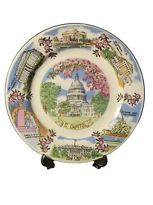 Washington DC Vintage Souvenir Plate US Capitol Cherry Blossom Marine Corps War • $19.99