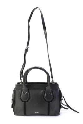 Botkier Womens Leather Top Handle Crossbody Zip Closure Handbag Black Medium • $73.19