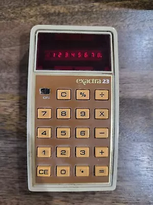 Vintage  1974  Texas Instruments  Exactra  EX- 23 LED Portable Calculator WORKS! • $49