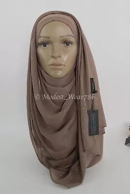 Chiffon Hijab With Gold Rhinestone Shayla Shawl Scarf Muslim Headcover 22 Colors • $10