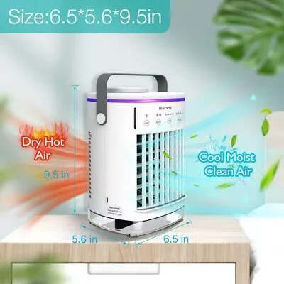 HISOME Portable Evaporative Air Conditioner Fan LED Desktop Table Cooling Fan US • $35.95