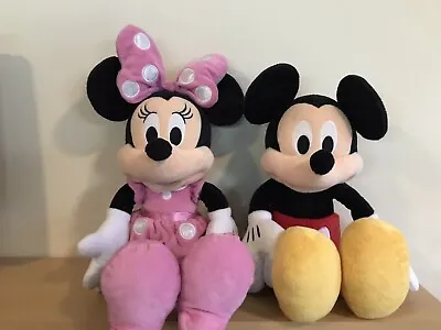 Mickey Mouse And Minnie Mouse Soft Plush Genuine Disney Store 17in Teddies • £14.99