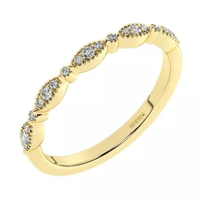 18K Yellow Gold Pave Set 100% Natural Round Cut Diamonds Half Eternity Ring • £436.80