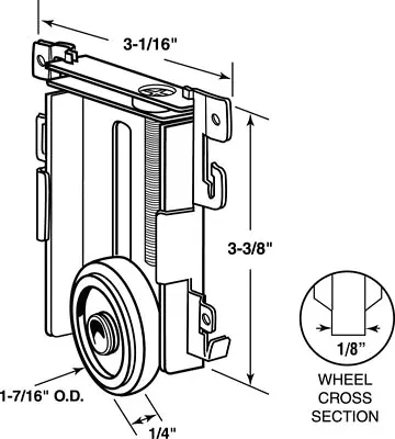 Prime-Line 161882 Plastic/Steel Mirror Door Bottom Roller 1-3/8 Dia. X 1/4 L In. • $9.84