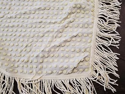 Chenille Yellow Hobnail Fringe Vtg Bedspread Craft Cutter Thin Center OR Use  • $19.99