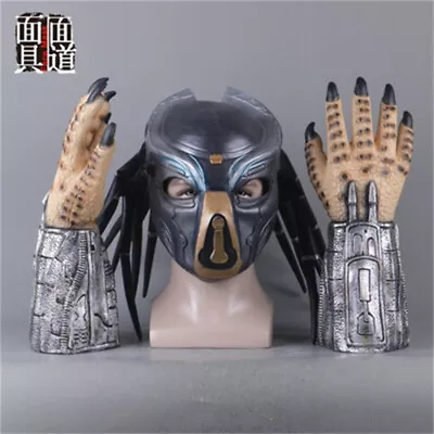 Predator Mask Gloves Halloween Cosplay Props Headgear Helmet Adult Latex Costume • $26.92