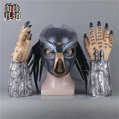 Predator Mask Gloves Headgear Latex Full Helmet Halloween Cosplay Costume Props • $54.23