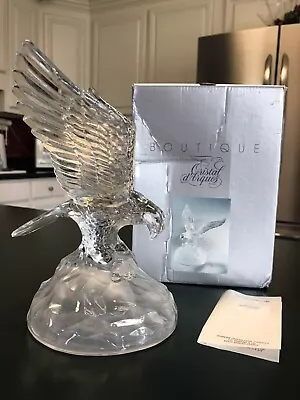 Crystal Eagle Figurine Cristal D'arques France Animal Boutique Coll. W/Box 1993 • $12.99