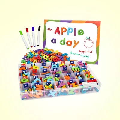 Magnetic Letters Numbers Uppercase Lowercase Kit 234 Pcs And Storage Box UK • £22.99