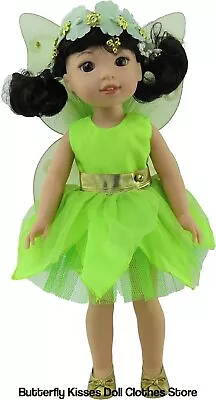 Tinker Bell Fairy Costume 3 PC 14  Doll Clothes Fit American Girl Wellie Wishers • $25.46