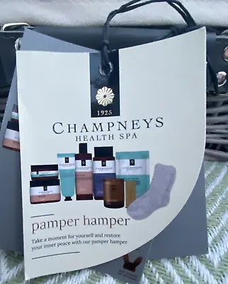 Champneys Gift Set Pamper Hamper Picnic Basket Wicker With 9 Pieces BNWTS • £69.99