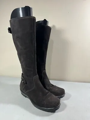 La Canadienne Women's Brown Suede Side Zip Knee High Riding Boots Size 7m • $19.67