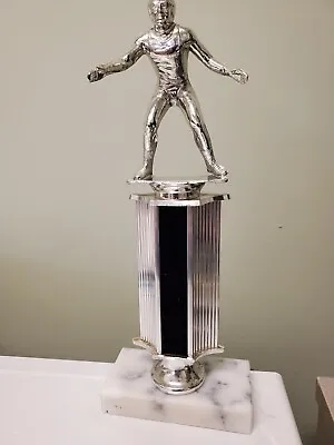 Vintage Wrestling Trophy About 10  Tall Metal Parts With Your Engraving • $8