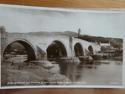 Real Photograph Old Bridge & Wallace Monument Stirling (A497) Vintage Scotland • £2.80