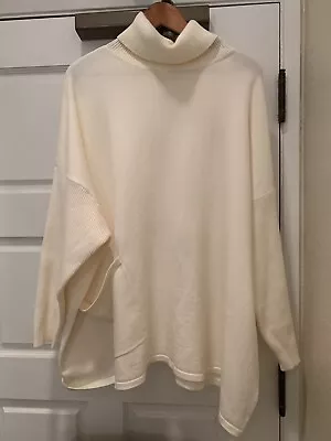 Marla Wynne  Plus Sz 2X Comfy Everywhere Turtleneck Patch Pocket Sweater Cream • $19.99