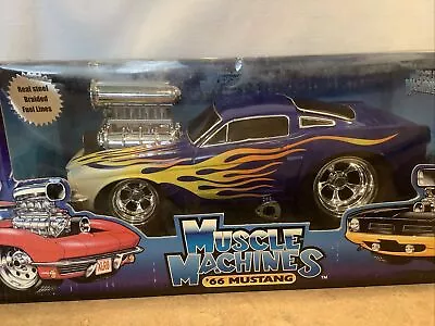 1/18 Muscle Machine  1966 BLUE W/ FLAMES FORD MUSTANG FASTBACK  • $49.95