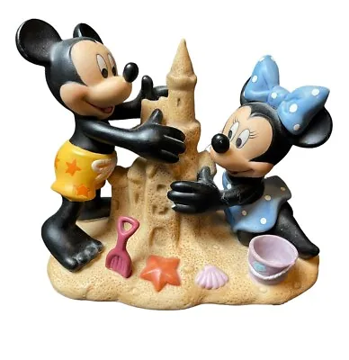 RARE Disney Minnie Mickey Mouse Beach Scene Ceramic Porcelain Figure Figurine • $44.97