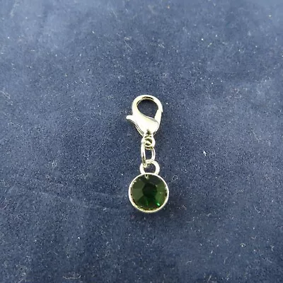 MAY Birthstone Crystal Charm Zipper Pull Keychain Add On Clip Silver Tone Dangle • $5.88