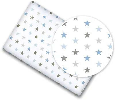 £5.99 • Buy 100% COTTON BABY BED FITTED SHEET PRINTED DESIGN,CRIB 90x40cm, Grey Blue Stars