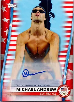 Michael Andrew #22 Autograph 08/25 2020 Topps US Olympics & Paralympics Swimming • $59.95