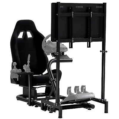 Hottoby Racing Simulator Cockpit With TV Stand Seat Fit Logitech G29Thrustmaster • £304.99