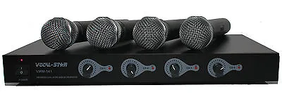 £89.99 • Buy Vocal-Star 4 UHF Wireless Cordless Microphones System Ideal For DJ Karaoke PA