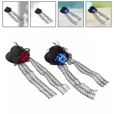 Steampunk Mini Top Hat With Rose Costume Womens Girls Hair Accessories For • $10.72