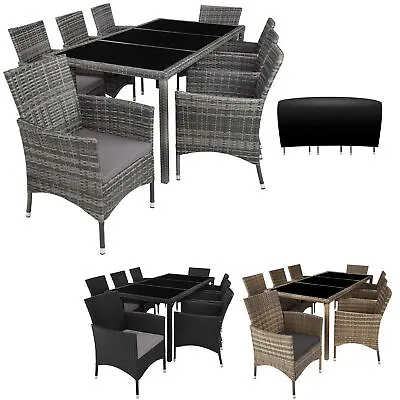 Garden Furniture Table And Chairs Rattan Set Patio Outdoor Metal Dining 8 Seater • £553.99