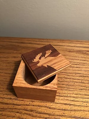 Vintage Moose Square Wood Trinket Box 2.5”x2.5”x1.75” Slide-lid Mint • $12.99