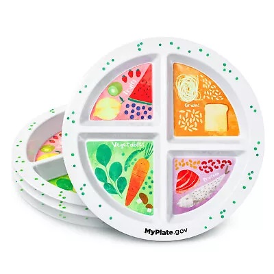 Portion Plate - With 4 Divided Sections - MyPlate - Adult & Child Sizes • $13.99