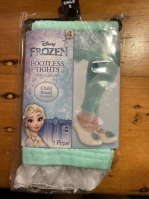 Disney Girls S 4-6 Princess Elsa Footless Tights Turquoise Frozen Costume • $10