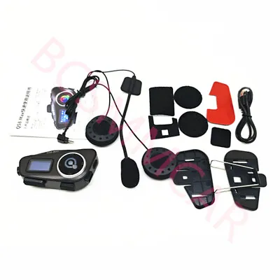 LCD Display Motorcycle Helmet Bluetooth Headset Intercom Waterproof  TF Playback • £28.67