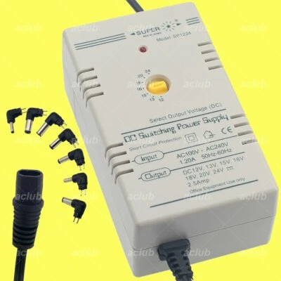 $41 • Buy 2500mA Regulated AC/DC Power Supply 100V-240V To 12V 13V 15V 16V 18V 20V 24V