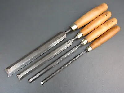 Graduated Set Of Bevel Edged Paring Chisels Old Tools By Marples Stormont Etc • $123.32