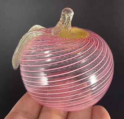 Vintage Murano Glass Apple Paperweight Gold Aventurine Mezza Filigrana Unique • $65