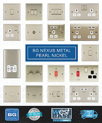 £10.99 • Buy BG NEXUS METAL PEARL NICKEL Switches & Sockets Decorative Light Mains USB 13A