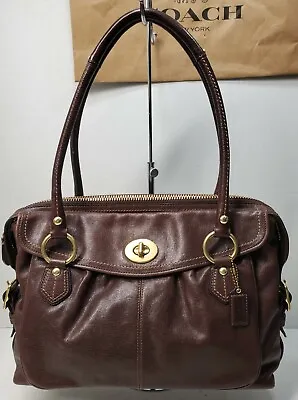 Coach Addison Textured Brown Spectator Leather Laptop /Tote Bag 13207 • $90