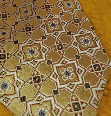 Robert Talbott ~mens Silk Tie ~ Gold Brown Beige Medallion ~xl Tall Long ~ 66  • $29