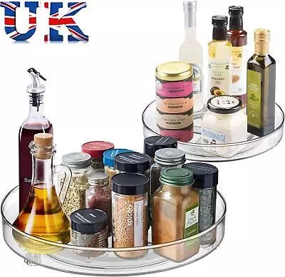 2xRotating Spice Rack Lazy Susan Turntable Cupboard Organiser For Cabinet Fridge • £8.54