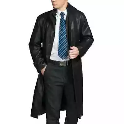 Stylish Men's Trench Coat Original Lambskin Leather Handmade Overcoat Business • $150
