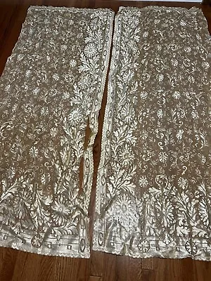 Vintage Antique Lace Curtain Panels • $35