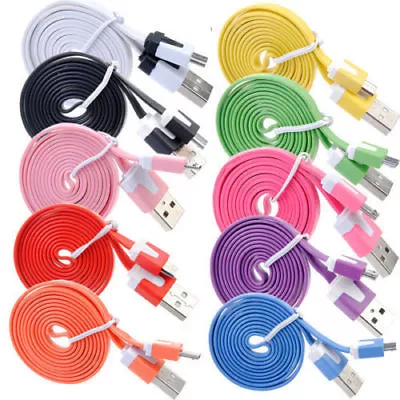 6FT Flat Noodle MICRO USB Data Charger Cable FOR Samsung Galaxy S4 S6 S7+ LG HTC • $5.90