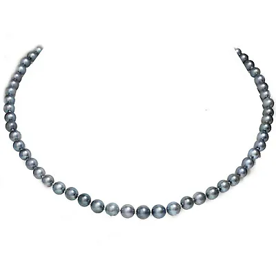 Akoya Saltwater Graduated Pearl Necklace 7.5 - 5mm14Kt Grey Blue  • $350