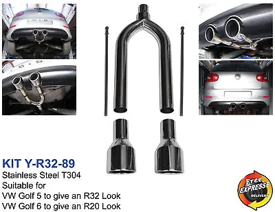Exhaust Muffler For VW GOLF 5 6 To Give An R32 R20 Look With 89mm Tips • $245