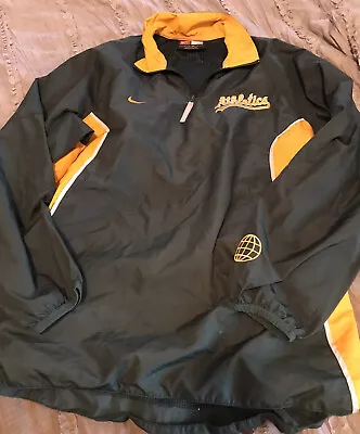 OAKLAND A's ATHLETICS Baseball NIKE Pullover Windbreaker SMALL Jacket MLB Green • $30.59