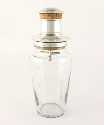 £345 • Buy Antique Silver Plate & Etched Glass Measure Cocktail Shaker. James Dixon C1930
