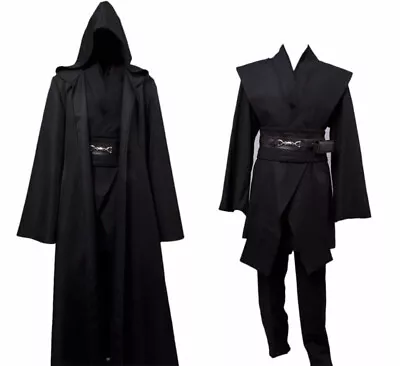 Star Wars Dark Jedi Sith Darth Vader Black Robe Cosplay Costume Halloween Outfit • $58.79