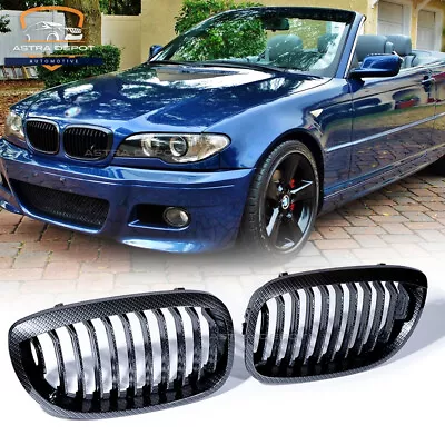 Carbon Fiber Front Kidney Grill Grille For BMW E46 Coupe 330Ci 325Ci LCI 03-06 • $32.98
