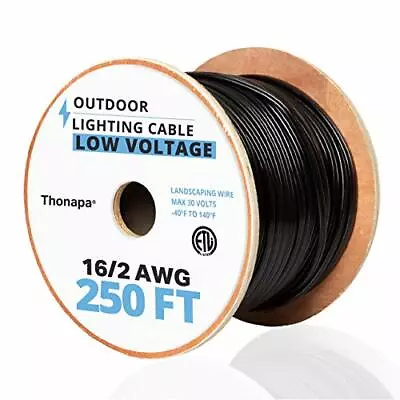 16/2 Low Voltage Landscape Wire 250 Ft - Black Outdoor Low-Voltage Cable • $56.99